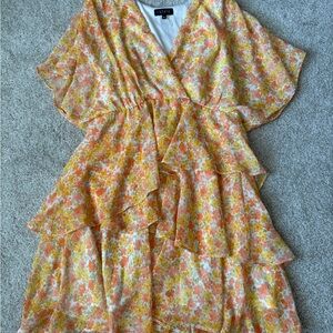 STATE High Low Floral Dress in Orange and Yellow